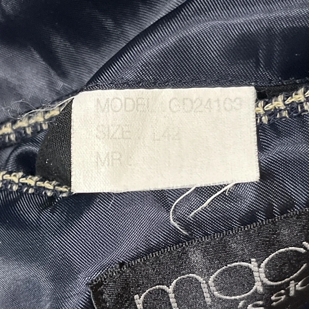Alfani Blazer 100% Pure New Wool Blazer Size 42L Navy‎ Beige Textured Sport Coat